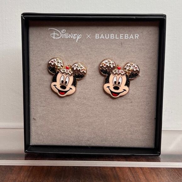 Disney X BaubleBar Mickey Mouse Ice Cream Cone Stud Earrings Jewelry New - Picture 3 of 3